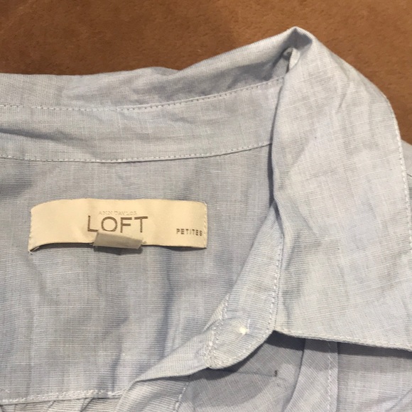 Loft ruffle button up- light blue ! - Picture 3 of 3